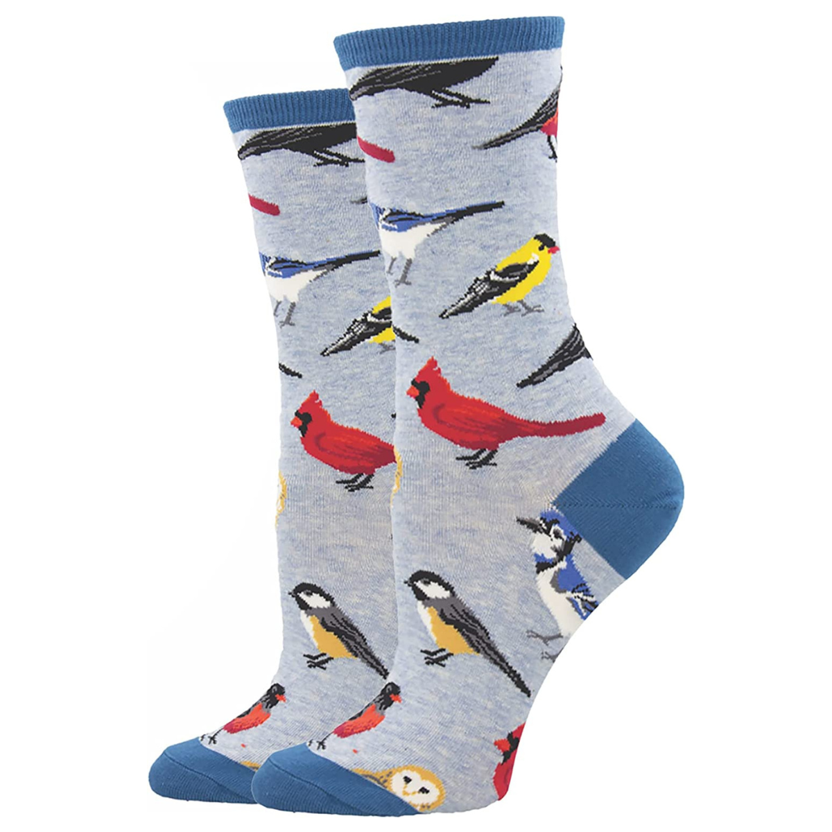 Bird is the Word Socks - MED - Blue Heather