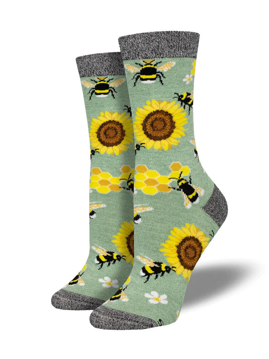 Bamboo Bee Socks - MED - Green Heather